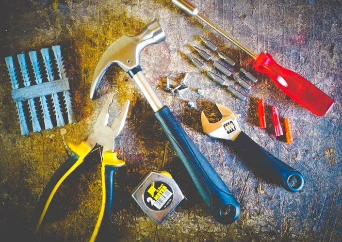 Tools prepared for property maintenance and repair work